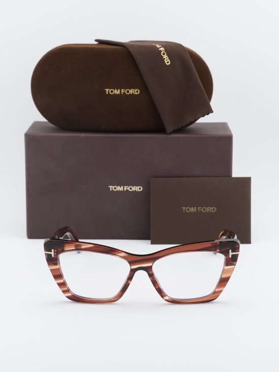 Tom Ford FT6026-B 054 Cat Eye Eyeglasses 56mm – Havana main image 10
